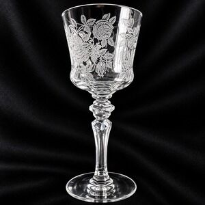 Tiffin-Franciscan La Rosa Tiflaro Etched Floral Water Goblet Stem 15092 Vintage